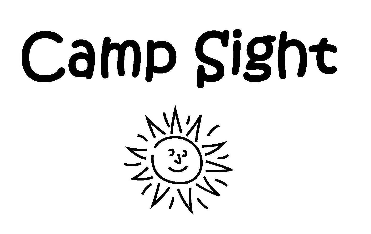 Camp Sight with a smiling sunshine below it